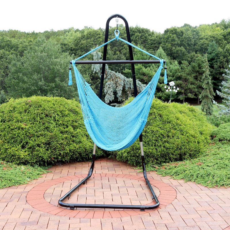 Sunnydaze Caribbean Style Extra Large Hanging Rope Hammock Chair Swing with Stand - 300 lb Weight Capacity, 5 of 14