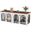 71" Large Dog Crate Furniture for 2 Dogs, Wooden Double Dog Crate, Indoor Dog Kennel TV Stand with Divider and Cushion for Large Medium Dogs,White - 2 of 4