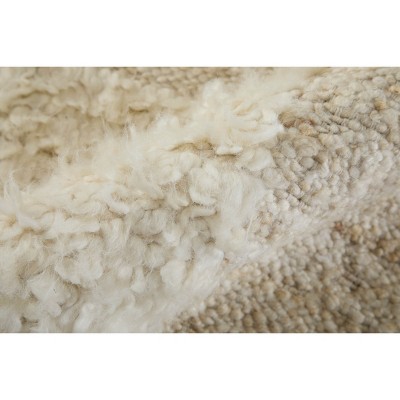Ivory Geometric Handwoven Wool Rectangular Area Rug 2' x 3'