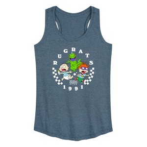 Women's - Rugrats - Running From Reptar Checkers Graphic Racerback Tank - 1 of 4