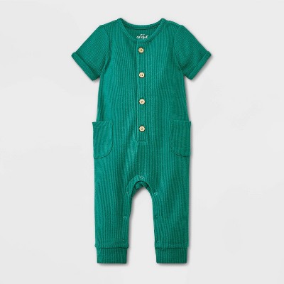 Image of Baby Cozy Thermal Romper - Cat & Jack™ Green 0-3M