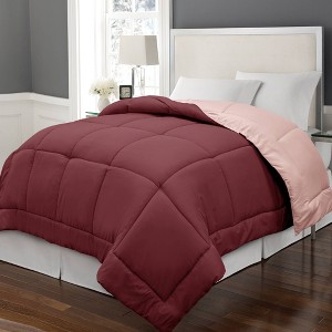 King Reversible Microfiber Down Alternative Comforter Burgundy/Mauve - Blue Ridge Home Fashions, Red/Pink