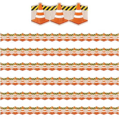 Teacher Created Resources® Under Construction Cones Die-Cut Border Trim, 35 Feet Per Pack, 6 Packs