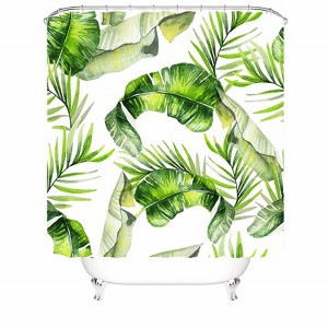 Watercolor Palm Leaves Shower Curtains for Bathroom Waterproof Fabric Bath Curtain Durable Soft Stylish Bathroom Decor 72x72 Inch - 1 of 1
