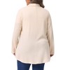 Agnes Orinda Women's Plus Size Texture Lapel Irregular Hem Long Sleeve Soft Knit Causal Open Front Cardigan 2X Beige - 4 of 4