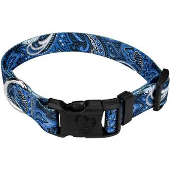 Country Brook Petz Deluxe Blue Paisley Dog Collar - Made in The U.S.A.