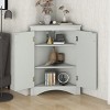Bathroom Storage Cabinet With Adjustable Shelves, 31 Inch High Corner Cabinet With Triangle Design-Cuddlewood - 3 of 4