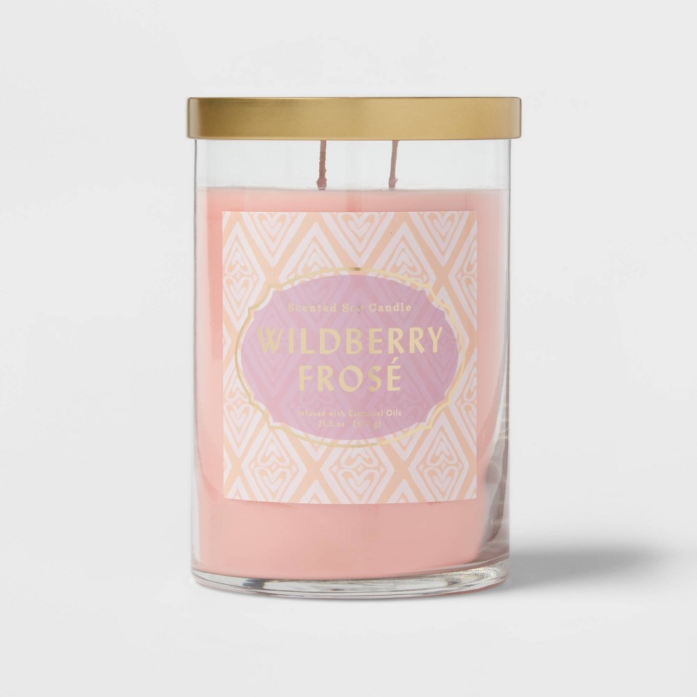 Photos - Figurine / Candlestick 2-Wick Clear Glass Wildberry Frosé Lidded Jar Candle 21.5oz - Opalhouse™