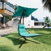 GustoWave Chaise Lounger Swing Chair with Umbrella Canopy, Patio Hanging Chaise Lounger Chair with Stand, Curved Steel Outdoor Lounge Chairs - 2 of 4