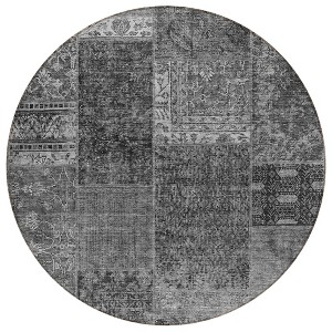 Gray Charcoal And Silver Patchwork Washable Indoor Outdoor Area Rug - 1 of 4