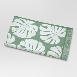 Palm Leaf Hand Towels Cream/Green - Threshold