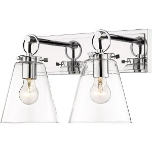 Harper 2-Light Vanity Bath Light - Dimmable Steel Fixture with Clear Glass Shades - 1 of 4