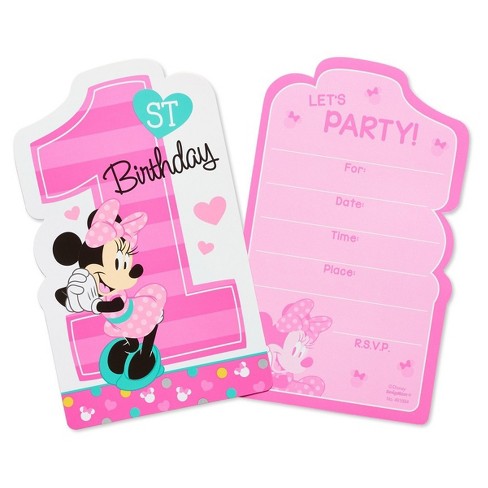 8ct Minnie Mouse 1st Birthday Invitations Target