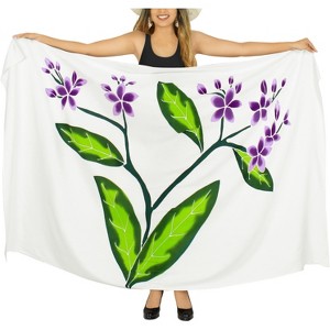 LA LEELA Women's Summer Beach Wrap Bikini Wraps Sarong Swimwear Cover up Skirt Bathing suit Swimsuit Pareo for Women One Size White, Leaf - 1 of 4