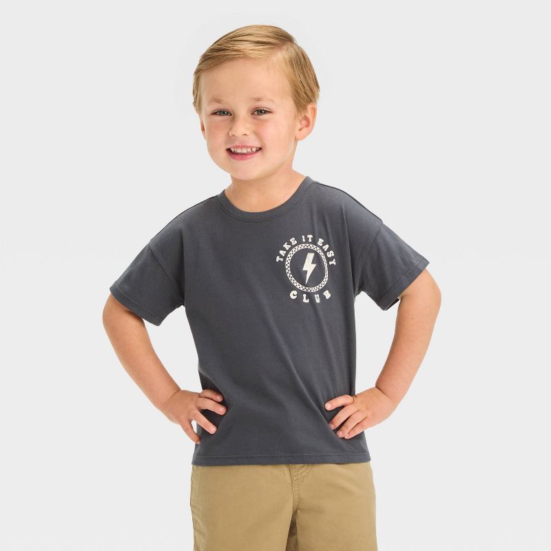Grayson Mini Toddler Boys' Jersey Knit Take It Easy T-Shirt - Black, 1 of 7