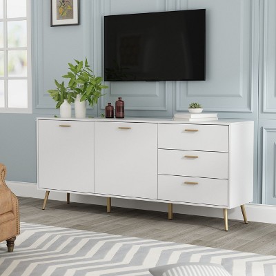 FUFU&GAGA White Modern 2-door Sideboard Storage Cabinet with 3 Drawers