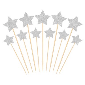 Unique Bargains Non-Edible Star Paper Bamboo Picks Birthday Cake Decorations Toppers 50 Pcs - 1 of 4