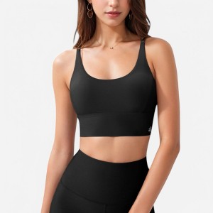 Anna-Kaci Women's Strappy Back Sports Bra with Contrast Detail and Scoop Neck - 1 of 4