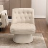 Beautyolove Beige Velvet Upholstered Button Tufted Swivel Barrel Chair Accent Chair with Solid Wood Frame - 2 of 4