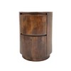 HomeRoots 24" Chestnut Solid Wood Round Drum End Table With Two Drawers - 4 of 4