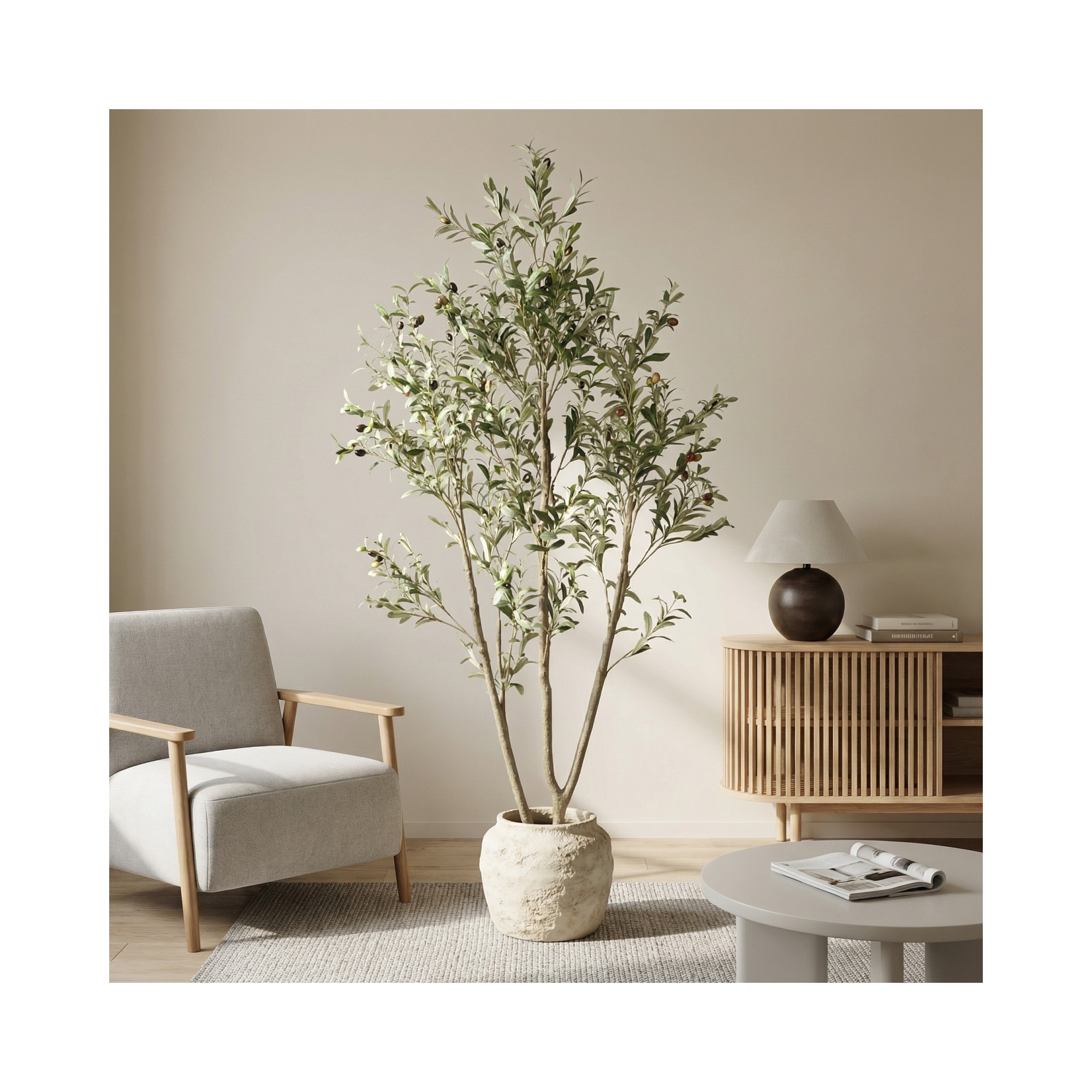 NAYSAYE 6FT Artificial Olive Tree Lifelike Decorative Greenery Realistic Design for Home Office Living Room, Green Leaves, 34.25"*7.87"*72"