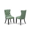 East West Furniture DAP6F22 Dallas Parson Dining Room Chairs-Willow Green Faux Leather Padded, Set of 2, Wirebrushed Black - 2 of 4