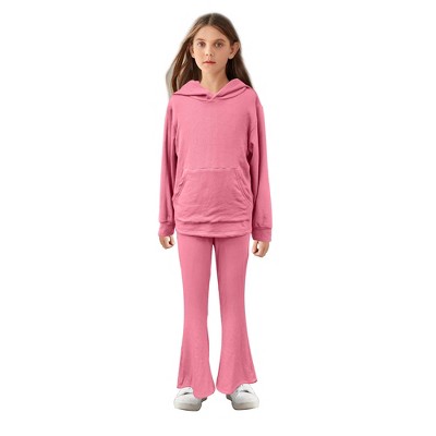 Girls Corduroy Tracksuit Sets Hoodie Tracksuits Girls Athletic Sets 2 Piece Sport Outfits Hoodie Sweatshirts with Bootcut Pants