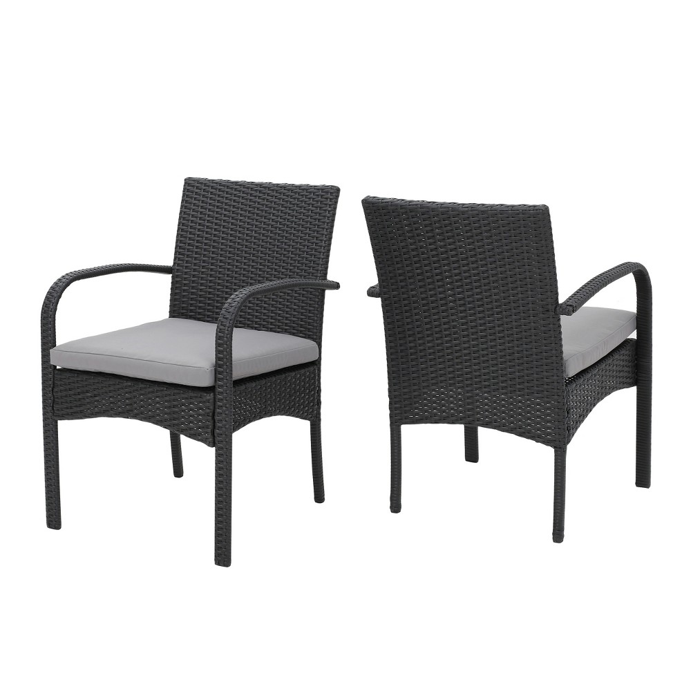 Photos - Garden Furniture Cordoba 2pk Wicker Patio Dining Chair with Cushion - Gray - Christopher Kn