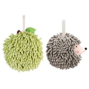 REGALWOVEN 2 Pcs Comfortable Soft Absorbent Chenille Ball Fuzzy Hand Towel for Home Decor - 1 of 4