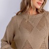 Women's Light Brown Round Neck Long Sleeve Sweater - Cupshe - 3 of 4