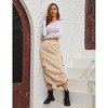 Women's Midi Cargo Skirt Ruched Drawstring Side High Waist Casual Skirts Streetwear with Pockets - 4 of 4