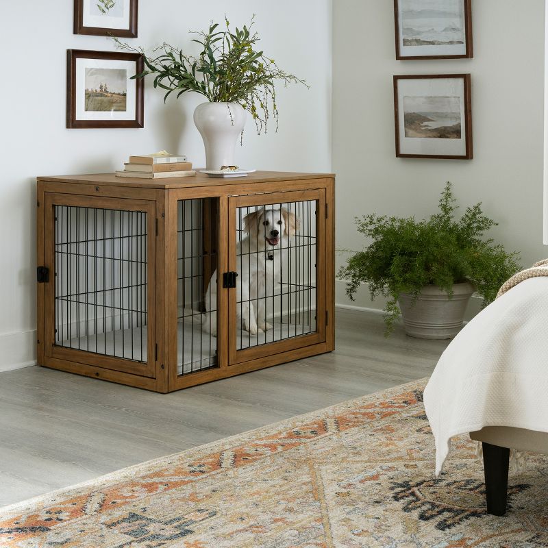 PETMAKER Furniture-Style Dog Crate with Double Doors and Cushion (Natural), 5 of 10