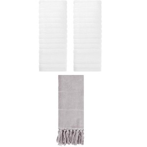 REGALWOVEN 3 Packs Absorbent Soft Solid Cotton Bathroom Hand Towels 14" x 30" - 1 of 4