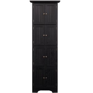 Gulches 4-Tier 72" Corner Kitchen Pantry Storage Cabinet with 8 Doors, Black Farmhouse Cabinet for Bathroom, Living Room, MDF Organizer - 1 of 4