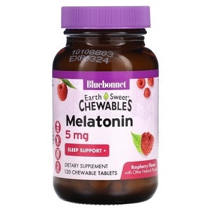 Bluebonnet Nutrition Earth Sweet® Chewables, Melatonin, Raspberry, 5 mg, 120 Chewable Tablets - 1 of 2