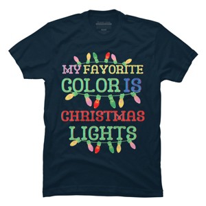 Men's Design By Humans My Favorite Color Is Christmas Lights - Merry Christmas By SHOPP T-Shirt - 1 of 4