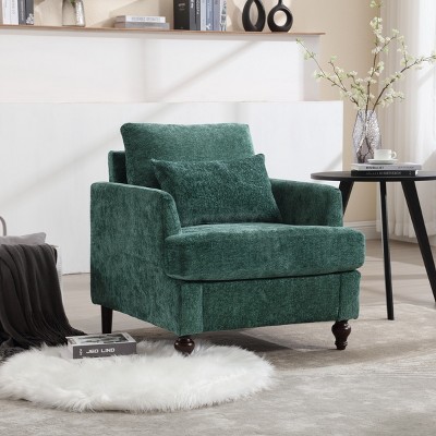 Mid Century Accent Chair,Chenille Tufted Club Armchair with Nailhead Trim,29.5" Modern Lounge Chair for Living Room -Baofuwish