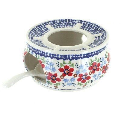 Blue Rose Polish Pottery Red Poppy Teapot Warmer