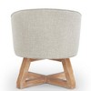 Linen Upholstered Swivel Lounge Chair with 360° Rotation and Solid Wood Cross Base, Classic Curved Back Accent Chair - 4 of 4
