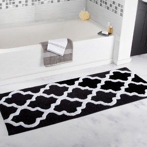 Hastings Home 100% Cotton Trellis Bathroom Mat With Anti-Skid Backing - Black - 1 of 4