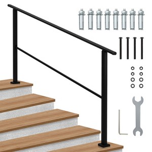 Handrails for Outside Stairs, Metal Stair Railing with Installation Kit Fits 3 to 5 Steps, Exterior Hand Rails for Seniors,Porch & Deck - 1 of 4