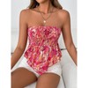 Women's Frill Shirred Ruffle Hem Strapless Tube Top Sleeveless Pleated Peplum Bandeau Blouse - 2 of 4