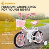 RoyalBaby Princess Girl Children's Bicycle Outdoor Ride-On Bike with Kickstand, Adjustable Seat, and Basket, Jenny/White-Pink - 2 of 4