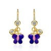 Guili 14k Yellow Gold Plated Butterfly Dangling earrings with Amethyst Enamel and Clear Cubic Zirconia for Kids - 2 of 4