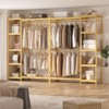 Besiost 41-In Bamboo Garment Rakc with Tower Shelves, Freestanding Closet Organizer with Hanging Rods - 3 of 4