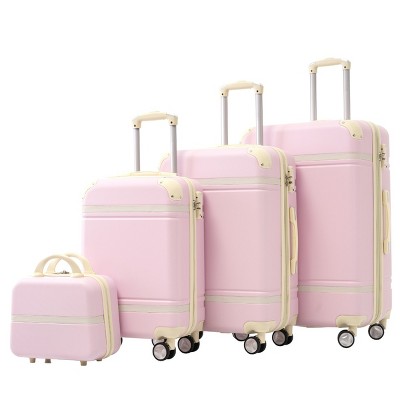 4 Piece ABS Luggage Set with Spinner Wheels TSA Lock and Travel Cosmetic Case Lightweight for Vacation - Cuddlewood