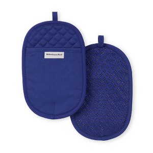 KitchenAid Asteroid Oval Pot Holder 2-Pack Set, Cobalt Blue, 6.5"x10" - 1 of 4