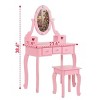 Angel Sar 23.6Lnch Kids Vanity Set with Mirror and Lights, Macaroon Pink Princess Makeup Desk with 5 Drawers and Stool, Play Dressing Table for Age 3+ - 3 of 4