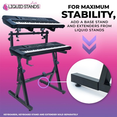 Adjustable Black Steel 2-Tier Keyboard Stand Attachment