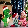 Costway 2.4 FT Pre-Lit Dinosaur Christmas Decoration with LED Lights Holiday Yard Ornament - 2 of 4